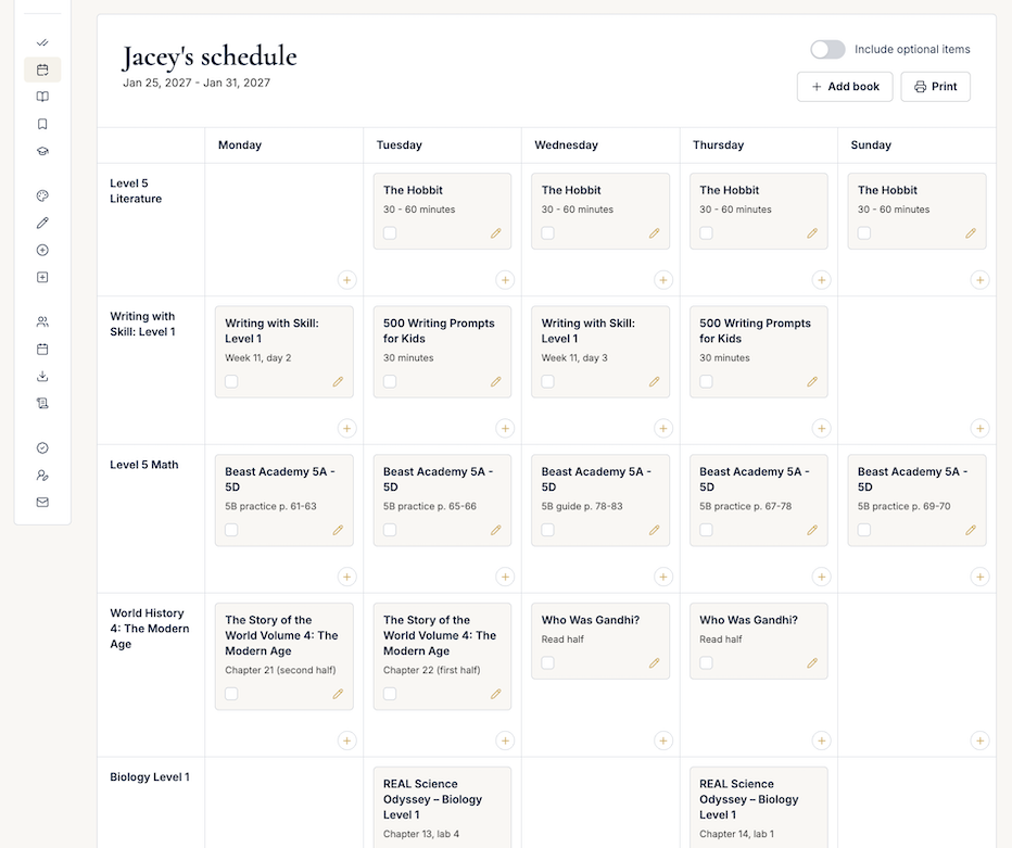 Following the schedule