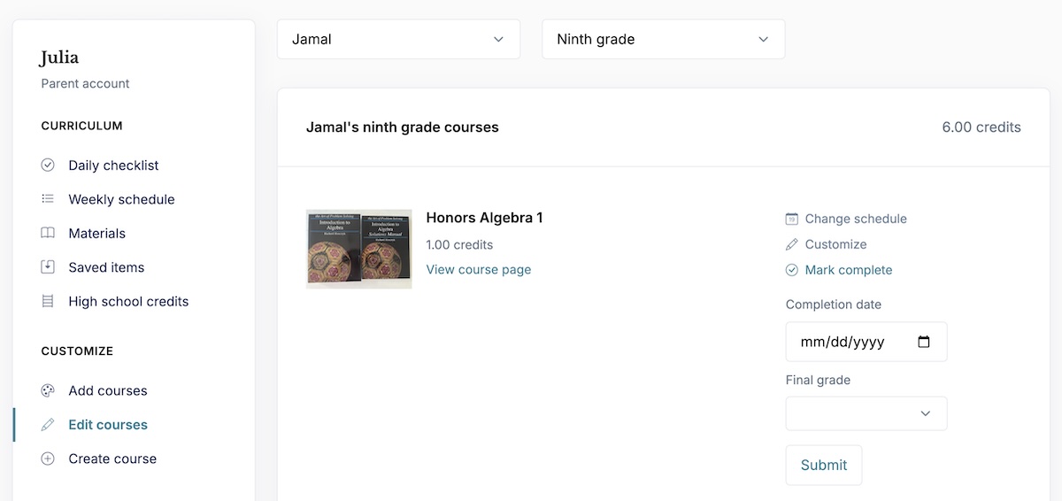 Course completion