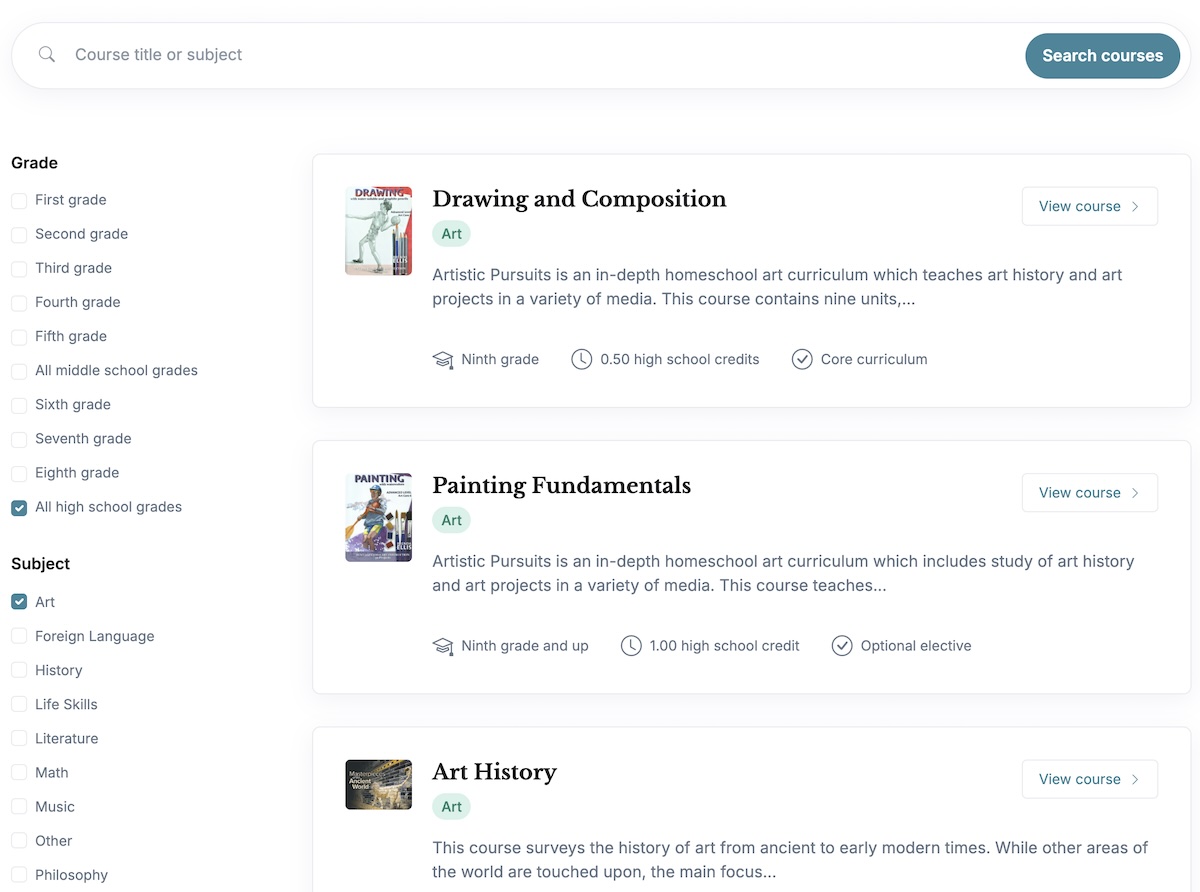 Search courses
